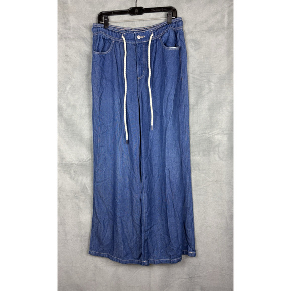 LOFT The Palazzo Denim Pant Women's 10/30 Blue Wide Leg Jean NWT - Picture 13 of 14